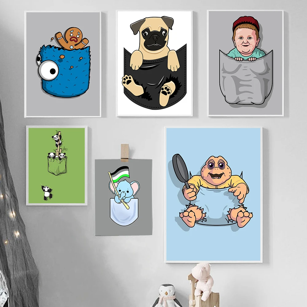 Cartoon Animal Pocket Dog Pandas Elephant Canvas Painting Wall Art Nordic Posters and Prints Wall Pictures for Living Room Decor
Cartoon Animal Pocket Dog Pandas Elephant Canvas Painting Wall Art Nordic Posters and Prints Wall Pictures for Living Room Decor