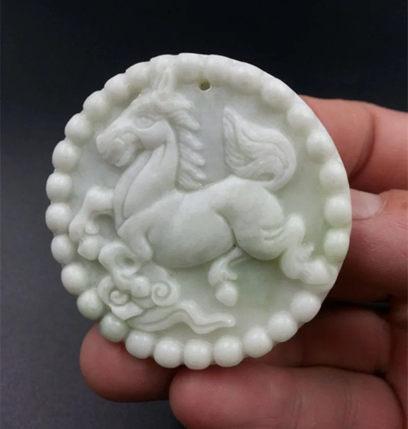 Ожерелье с подвеской из натурального нефрита Lantian китайской лошадью зодиака