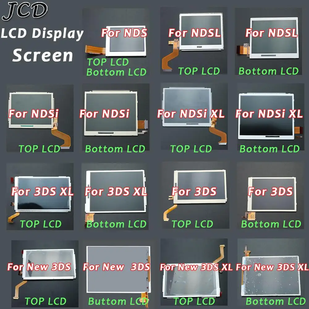 

JCD Top Upper & Bottom Lower LCD Display Screen Replacement for DS Lite For DSL For NDSi XL NDSL For 3DS New 3DS XL LL