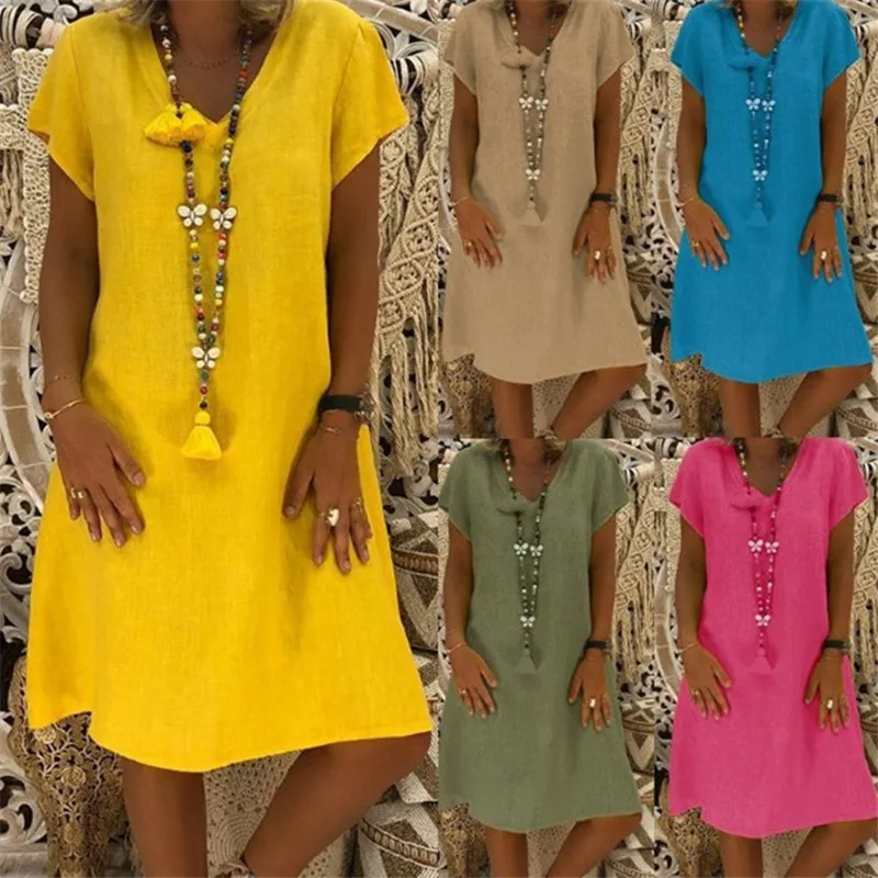 Women Style Dress T-shirt Cotton Summer Casual Plus Size S-5XL Ladies Dress Casual Loose A-Line Dress Hot Dress Feminino Vestido
Women Style Dress T-shirt Cotton Summer Casual Plus Size S-5XL Ladies Dress Casual Loose A-Line Dress Hot Dress Feminino Vestido