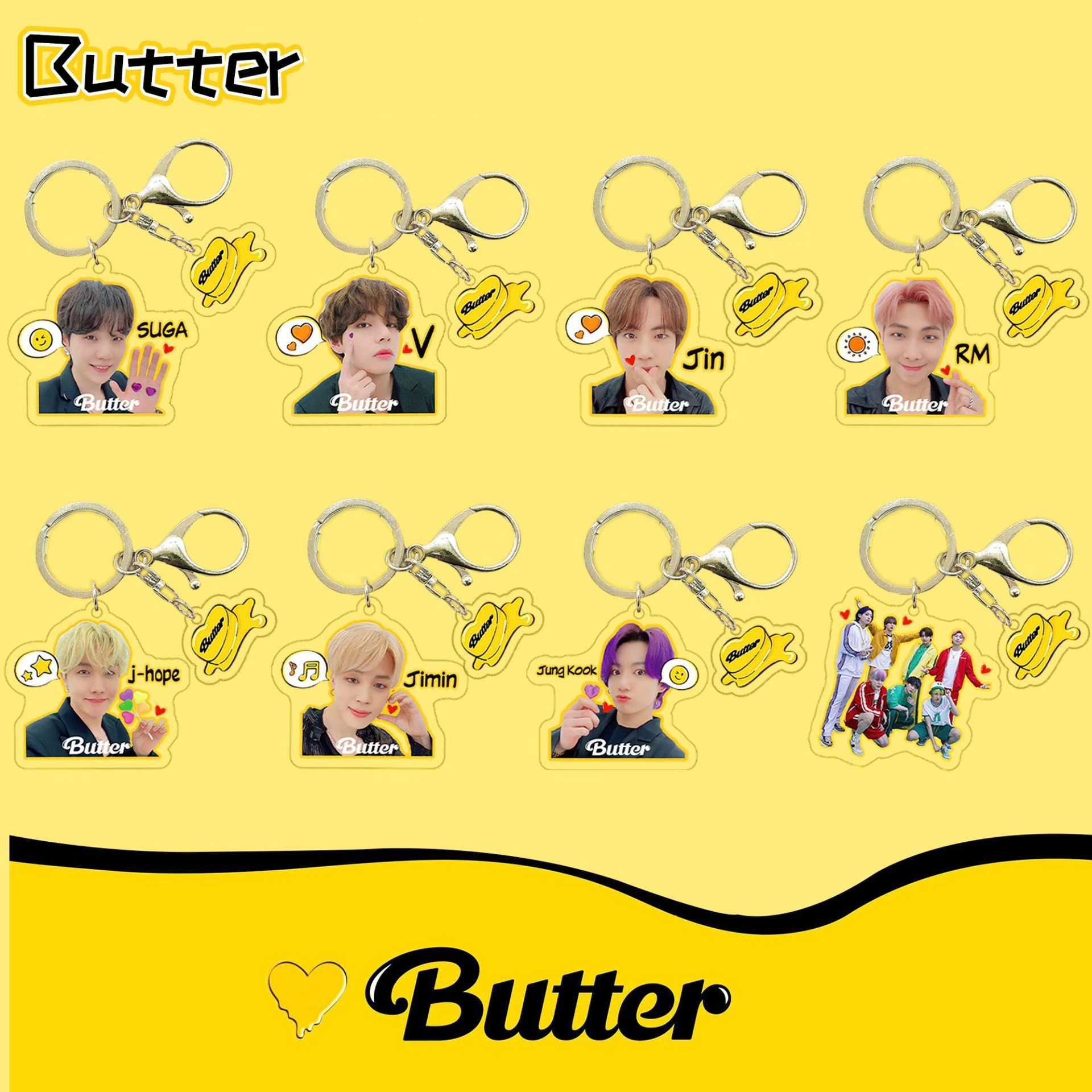 Wholesale Kpop Idol 2pcs/set New Song Bangtan Boys Acrylic Keychain Butter Cute Pendant Keyring Gifts
Wholesale Kpop Idol 2pcs/set New Song Bangtan Boys Acrylic Keychain Butter Cute Pendant Keyring Gifts