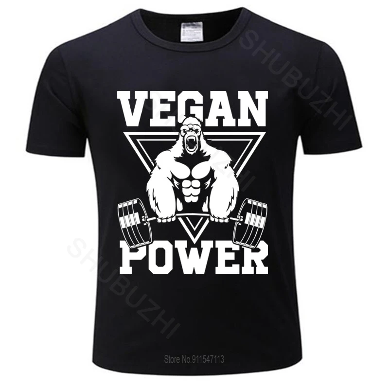 Футболка для тренировок Vegan Power с гориллой летняя Мужская хлопчатобумажная