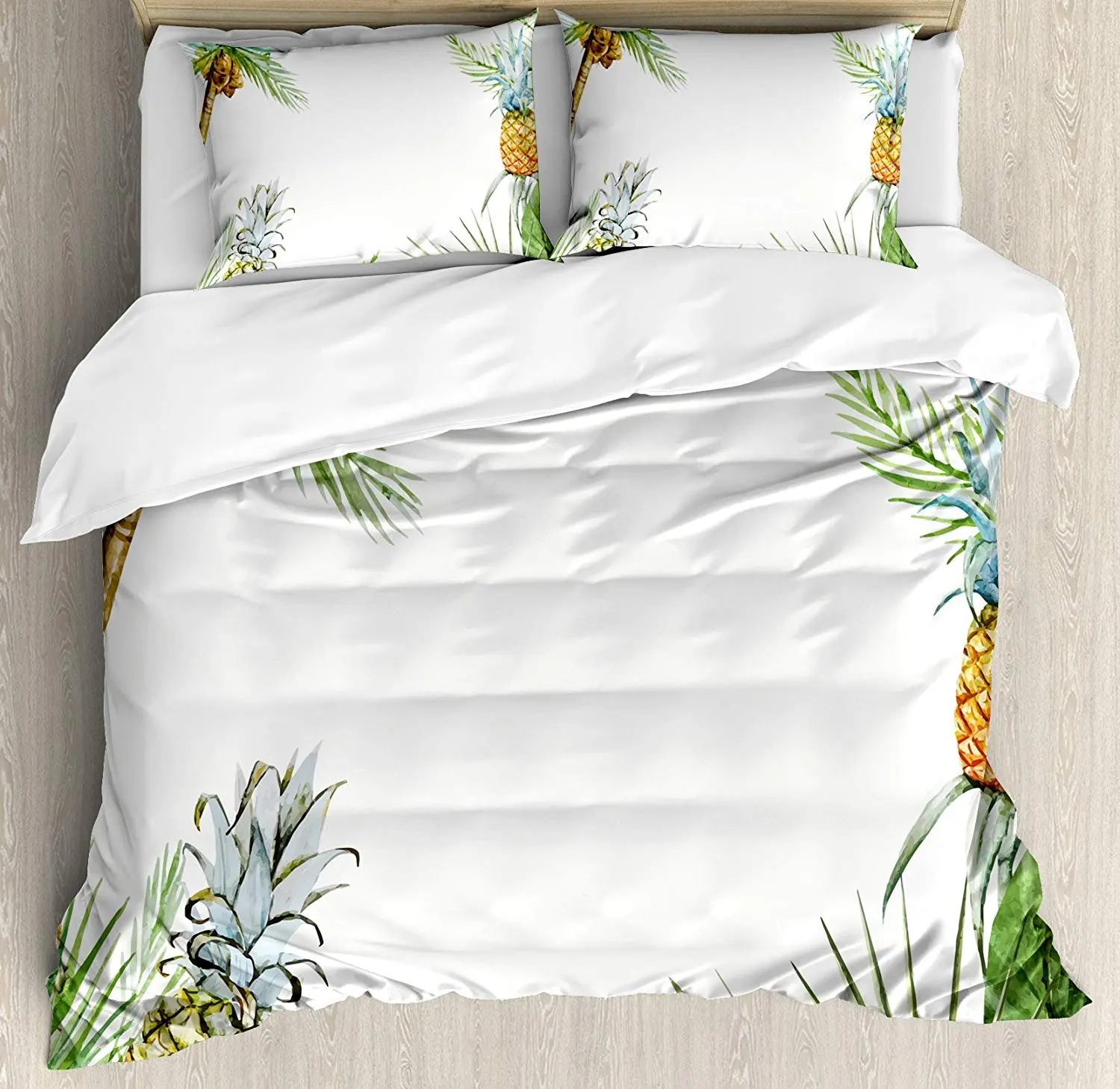 Pineapple Bedding Set Watercolor Tropical Island Style Border Print Exotic Fruit Palm Trees and Leaves Duvet Cover Pillowcase
Pineapple Bedding Set Watercolor Tropical Island Style Border Print Exotic Fruit Palm Trees and Leaves Duvet Cover Pillowcase