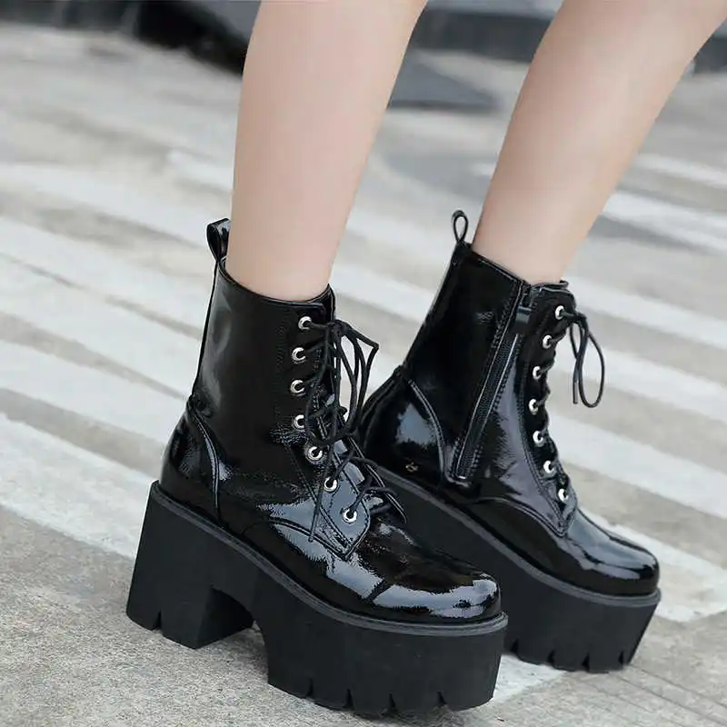 Cross strap patent leather 8cm high heel thick heel short boots women's waterproof platform muffin thick bottom Harajuku women's
Cross strap patent leather 8cm high heel thick heel short boots women's waterproof platform muffin thick bottom Harajuku women's
