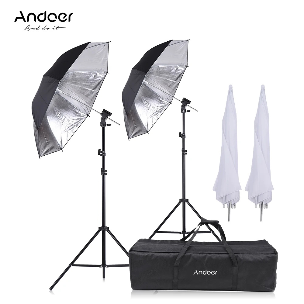 

Камера andoer мягкий зонтик вспышка башмак комплект 2*2 м светильник + 2*83 см прозрачный белый мягкий зонтик для Canon Nikon