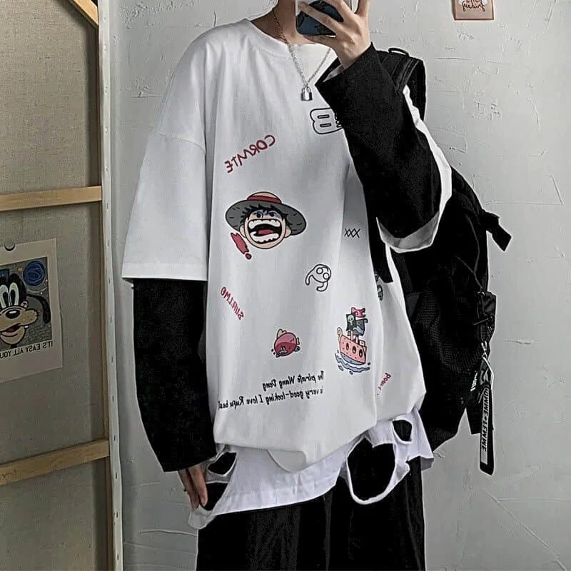 Fake Two-piece T-shirt Male Long-sleeved Hong Kong Style Top Loose Wild Korean Version Of The Trend Of Student Couple Fits
Fake Two-piece T-shirt Male Long-sleeved Hong Kong Style Top Loose Wild Korean Version Of The Trend Of Student Couple Fits