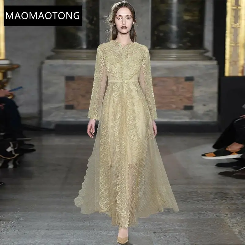 Women's Clothing Fashion Designer Dress Spring Women's Dress V-neck 3/4 Sleeve Gold Line Embroidery Mesh Party Long Dresses
Women's Clothing Fashion Designer Dress Spring Women's Dress V-neck 3/4 Sleeve Gold Line Embroidery Mesh Party Long Dresses
