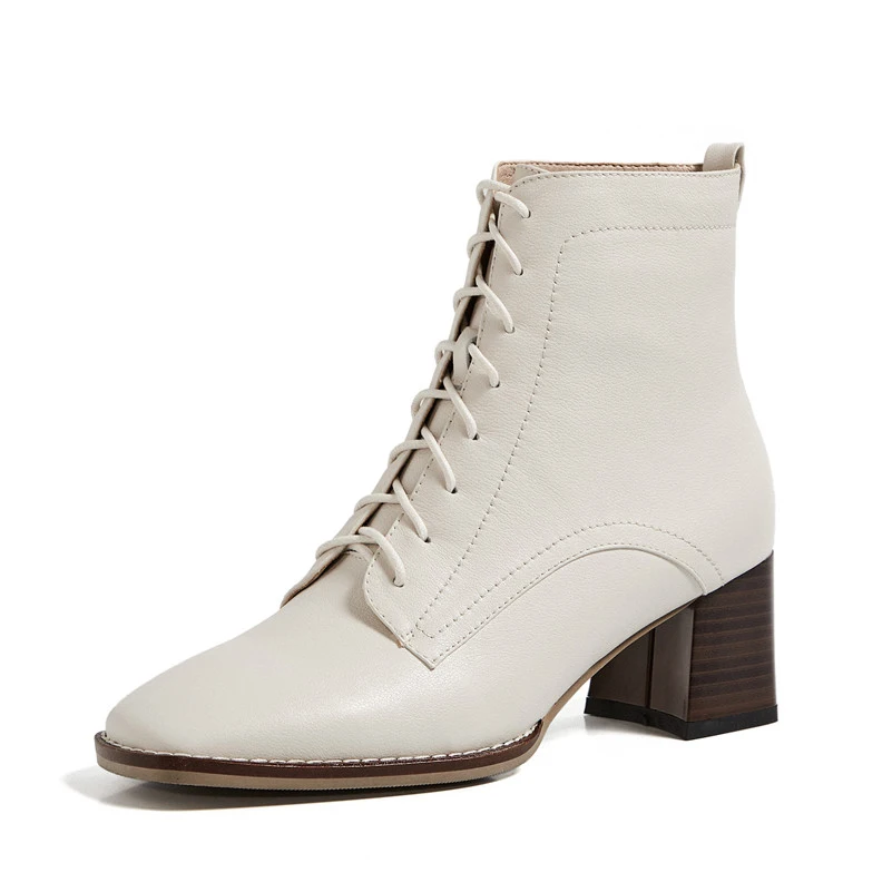 FOREADA High Heel Ankle Boots Real Leather Square Toe Woman Boots Thick Heel Shoes Lace Up Female Short Boots Autumn Winter 40
FOREADA High Heel Ankle Boots Real Leather Square Toe Woman Boots Thick Heel Shoes Lace Up Female Short Boots Autumn Winter 40