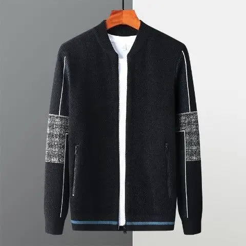 Men's sweater new style baseball collar knitted cardigan men's coat wear fashionable sweater contrast color jacquard sweater
Men's sweater new style baseball collar knitted cardigan men's coat wear fashionable sweater contrast color jacquard sweater