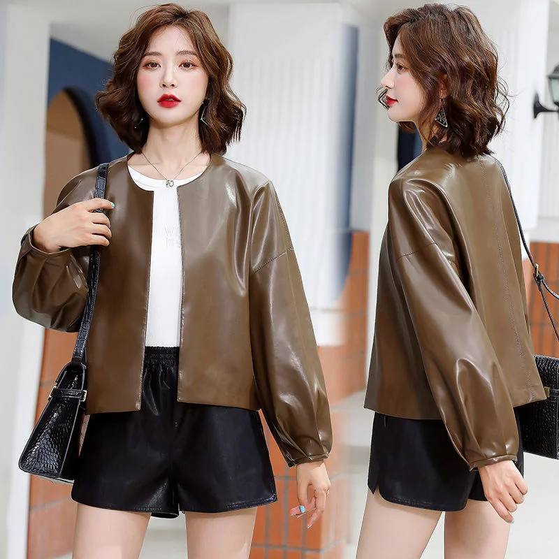 FAKUNTN Women Autumn Winter New Faux Leather Jacket Long Sleeve Fashion Casual Round Neck Solid Pu Slim Work Chic Vintage Coat
FAKUNTN Women Autumn Winter New Faux Leather Jacket Long Sleeve Fashion Casual Round Neck Solid Pu Slim Work Chic Vintage Coat