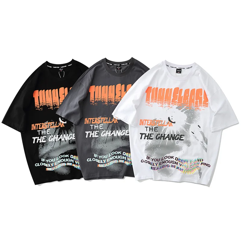 Chaozhou American high street printed T-shirt trend Street loose color creative letters Short Sleeve Tee men and women
Chaozhou American high street printed T-shirt trend Street loose color creative letters Short Sleeve Tee men and women