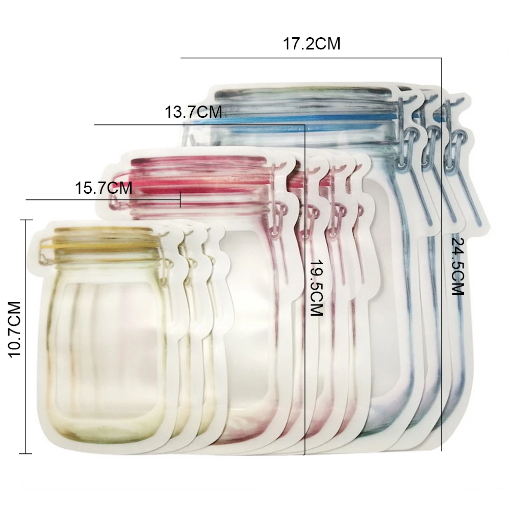 10Pcs Mason Jar Bags Reusable Mason Jar Bottles Bags Portable Sealed Transparent Food Storage Bag Candy Biscuits Storage Bag
10Pcs Mason Jar Bags Reusable Mason Jar Bottles Bags Portable Sealed Transparent Food Storage Bag Candy Biscuits Storage Bag