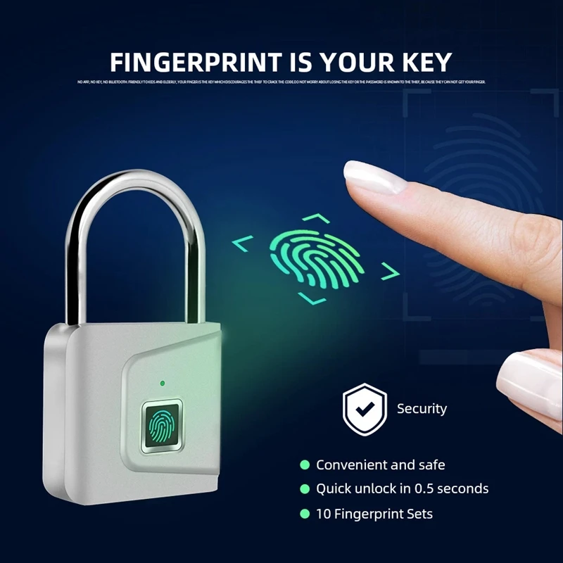 Locker Smart USB Charging Fingerprint Padlock Fully Automatic Keyless Zinc Alloy Security Door Lock
Locker Smart USB Charging Fingerprint Padlock Fully Automatic Keyless Zinc Alloy Security Door Lock