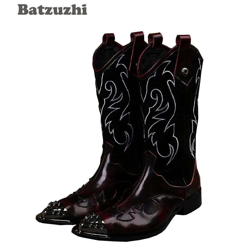 Batzuzhi 2018 Winter Rock Man's Boots Long High-top Shoes Embroidered Flowers Retro Casual Man Boots Leather Motocycle Boots!
Batzuzhi 2018 Winter Rock Man's Boots Long High-top Shoes Embroidered Flowers Retro Casual Man Boots Leather Motocycle Boots!