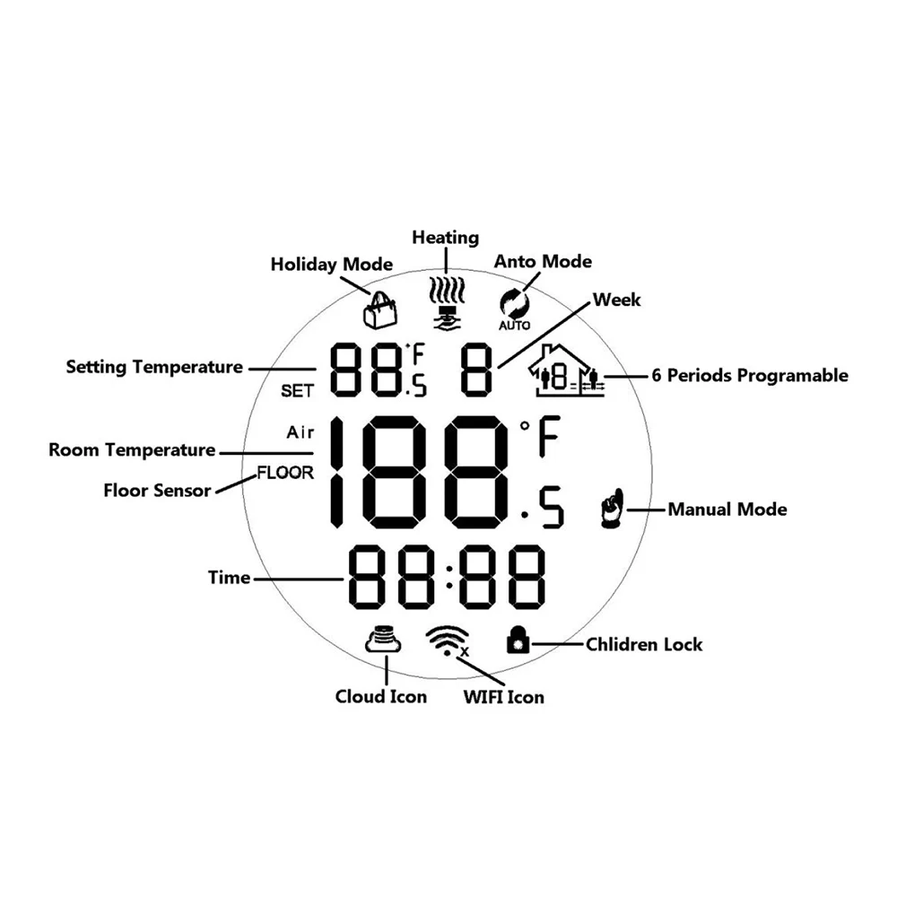 Wifi Thermostat Smart Thermostat Electric Floor Heating 16A Temperature Controller Touch Screen Thermostat
Wifi Thermostat Smart Thermostat Electric Floor Heating 16A Temperature Controller Touch Screen Thermostat