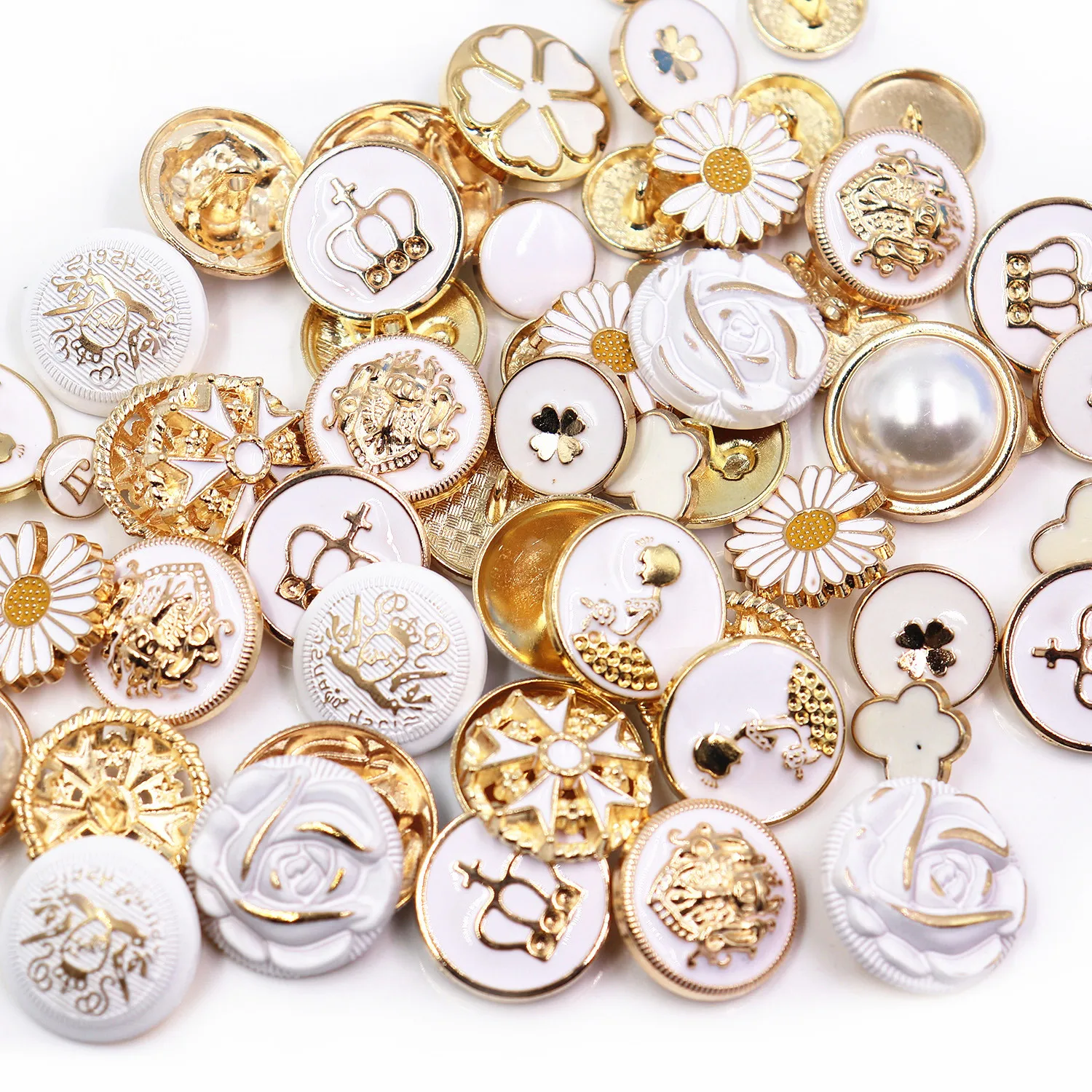 White Color Metal Buttons mix any style Sweater Coat Decoration Buttons Accessories DIY 50Pcs/Lot JS-mix002
White Color Metal Buttons mix any style Sweater Coat Decoration Buttons Accessories DIY 50Pcs/Lot JS-mix002