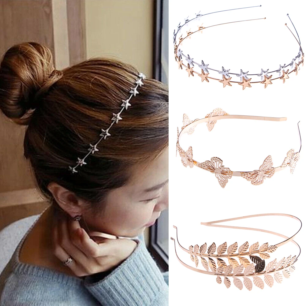 Fashion Gold Silver Alloy Star Butterfly Leaf Headband Women Geometric Metal Thin Hairband Wedding Hair Accessories Tiara
Fashion Gold Silver Alloy Star Butterfly Leaf Headband Women Geometric Metal Thin Hairband Wedding Hair Accessories Tiara