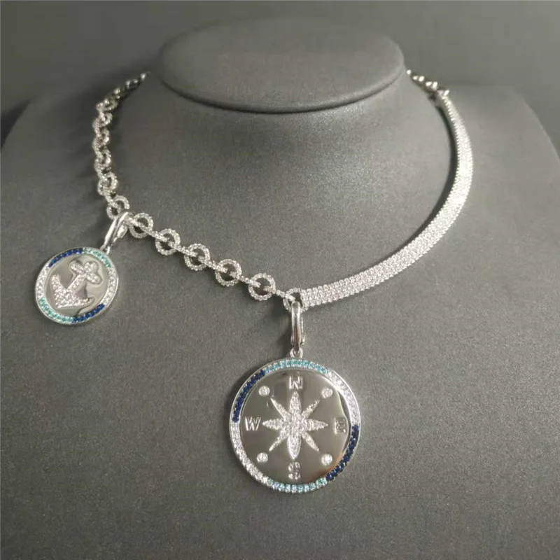S925 sterling silver new fashion white gold compass anchor collar female personality retro simple necklace
S925 sterling silver new fashion white gold compass anchor collar female personality retro simple necklace