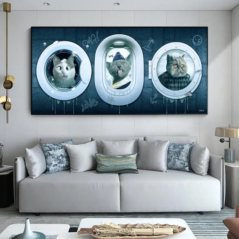 Abstract Painting Modular Pictures Cat In Flight Suit Nordic Style Prints Canvas Poster for Living Room Wall
Abstract Painting Modular Pictures Cat In Flight Suit Nordic Style Prints Canvas Poster for Living Room Wall