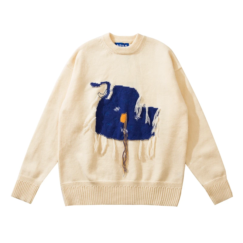 

Новинка свитер ADER ERROR Ouyang Бана Чжан руонан с голубыми граффити цветами пуловер погрешность свитер Свободный вязаный свитер для влюбленных