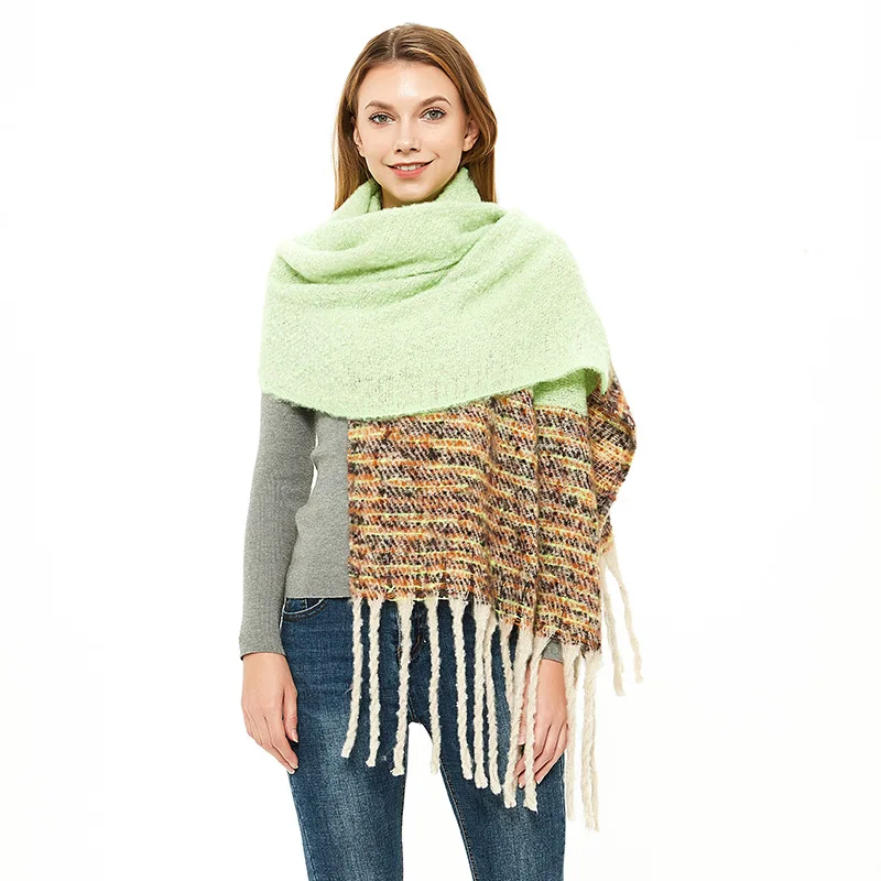 

2020 Long Shawl loop yarn coarse tassel Solid Winter Scarf for Women Fashion Luxury Brand shawls and wraps