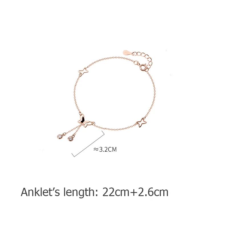 100% Real 925 Sterling Silver Butterfly Ankle Bracelets Rose Gold Tassel Butterflies Anklet Foot Chains for Women Summer Jewelry
100% Real 925 Sterling Silver Butterfly Ankle Bracelets Rose Gold Tassel Butterflies Anklet Foot Chains for Women Summer Jewelry