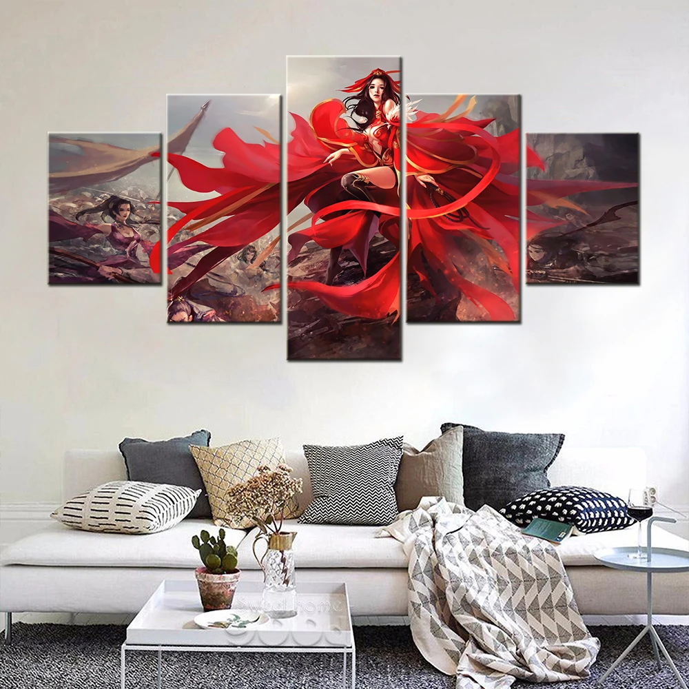 Canvas Painting 5 Piece Fantasy Red Dress Girl Warrior Army Powerful Anime Pictures Wall Art Posters Living Bedroom Decoration
Canvas Painting 5 Piece Fantasy Red Dress Girl Warrior Army Powerful Anime Pictures Wall Art Posters Living Bedroom Decoration