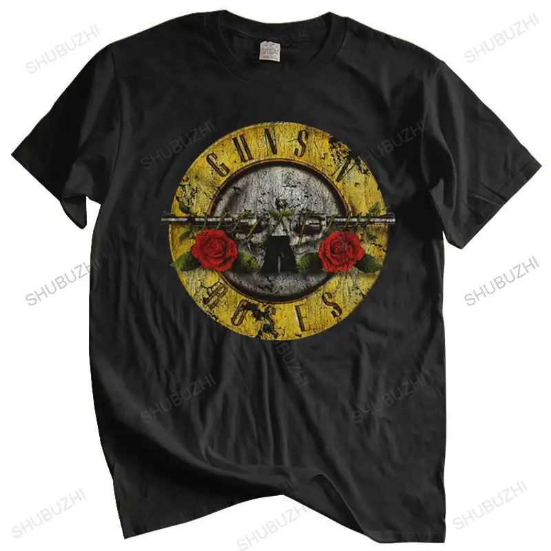 Мужская хлопковая футболка летняя брендовая с логотипом Guns N Roses Bullet Черная