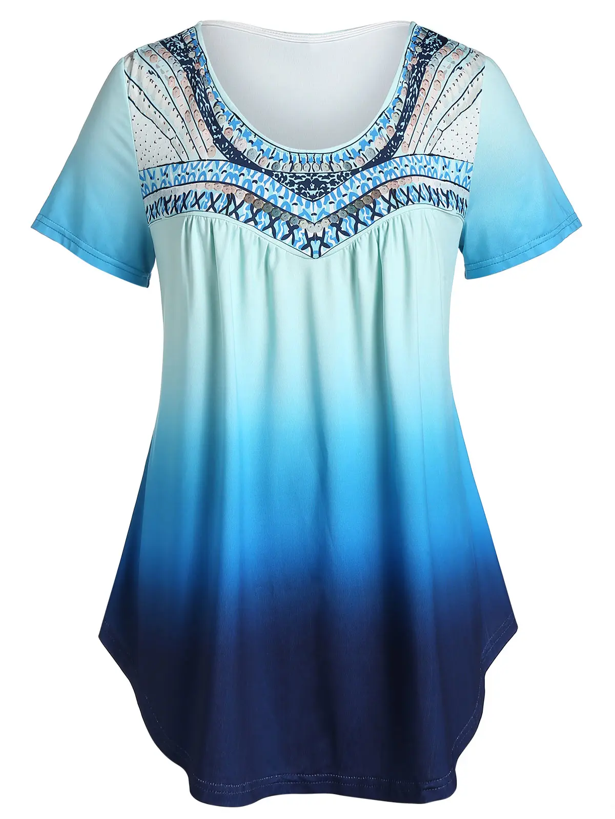 Rosegal 5XL большие размеры модные женские футболки летние с эффектом омбре принтом