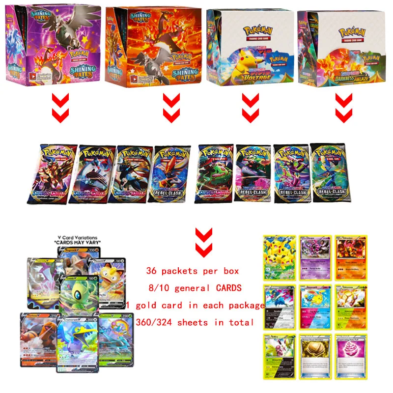 360/324Pcs French Version Pokemon Cards Box TCG: Sword and Shield Evolutions Card Pokemon Game Toy Kids Birthday Gift
360/324Pcs French Version Pokemon Cards Box TCG: Sword and Shield Evolutions Card Pokemon Game Toy Kids Birthday Gift