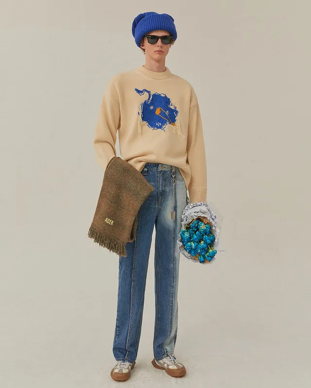 Adererror 2021 Fall Winter Blue Flower Embroidery Tassels Pullover Men Women Couple Pullovers Oversized Hip-hop ADER Sweater
Adererror 2021 Fall Winter Blue Flower Embroidery Tassels Pullover Men Women Couple Pullovers Oversized Hip-hop ADER Sweater