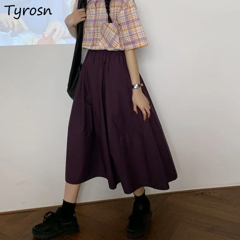 Women Mid-calf Skirts Solid Kawaii All-match Japan Style Harajuku Streetwear Temperament Students Draped Folds Vintage Sweet Hot
Women Mid-calf Skirts Solid Kawaii All-match Japan Style Harajuku Streetwear Temperament Students Draped Folds Vintage Sweet Hot