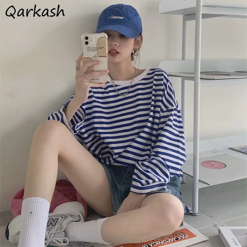 Long Sleeve T-shirts Women O-neck Loose Striped Students Holiday Spring All-match Simple Leisure Tender Basic Ulzzang Classic
Long Sleeve T-shirts Women O-neck Loose Striped Students Holiday Spring All-match Simple Leisure Tender Basic Ulzzang Classic