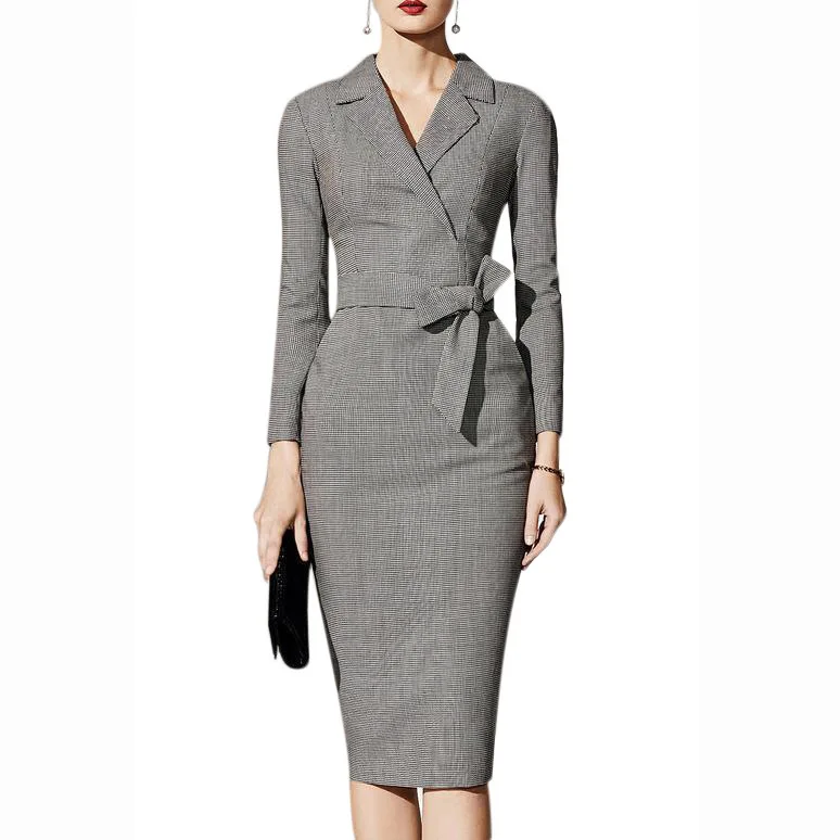 Large Size Business Attire Dress Spring/Autumn Turn-down Collar Long Sleeve Slim lattice Midi Skirt
Large Size Business Attire Dress Spring/Autumn Turn-down Collar Long Sleeve Slim lattice Midi Skirt