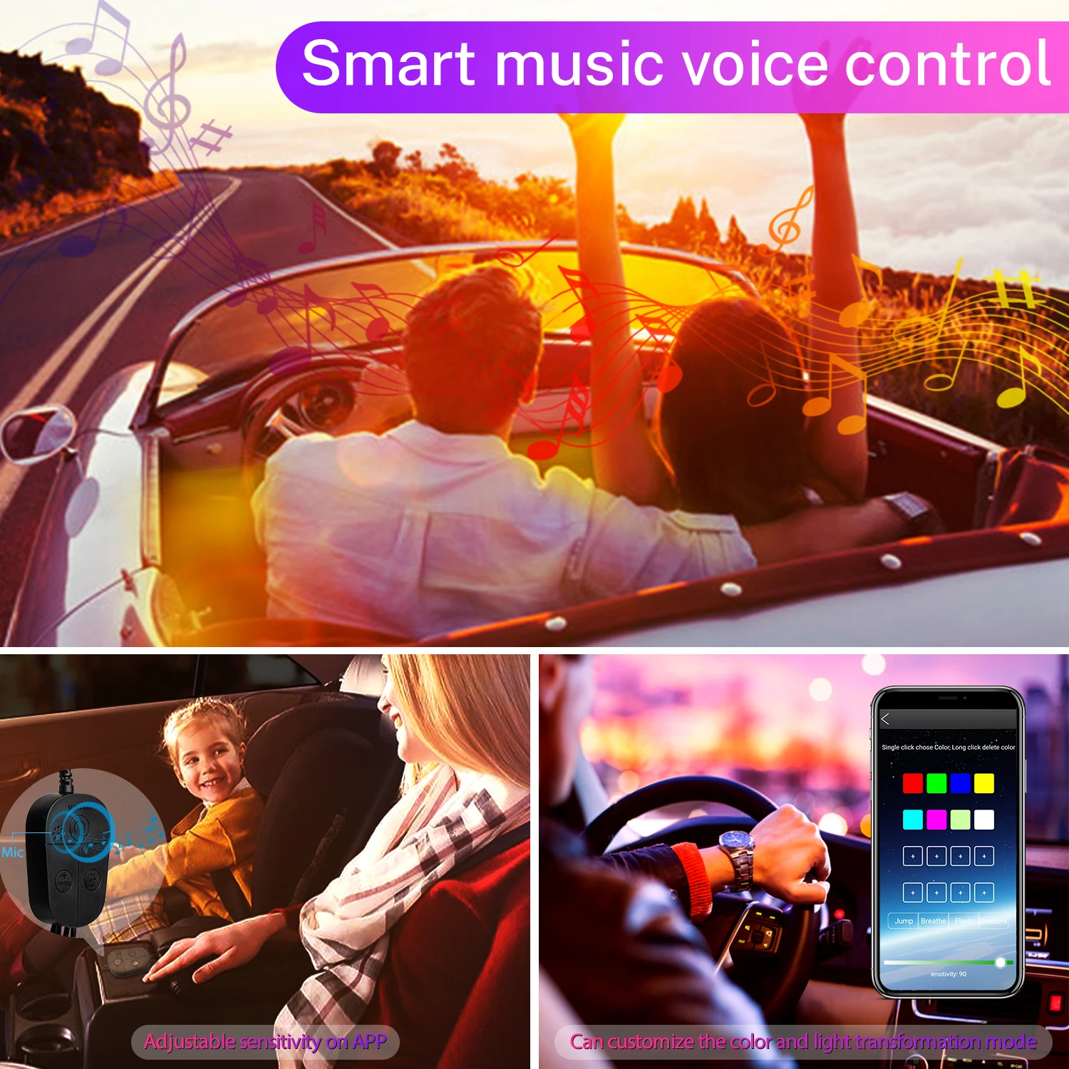 WILLED Interior Car Lights Have Controller and APP Sync with Music Waterproof Multi DIY Color Under Car LED Light Strip
WILLED Interior Car Lights Have Controller and APP Sync with Music Waterproof Multi DIY Color Under Car LED Light Strip