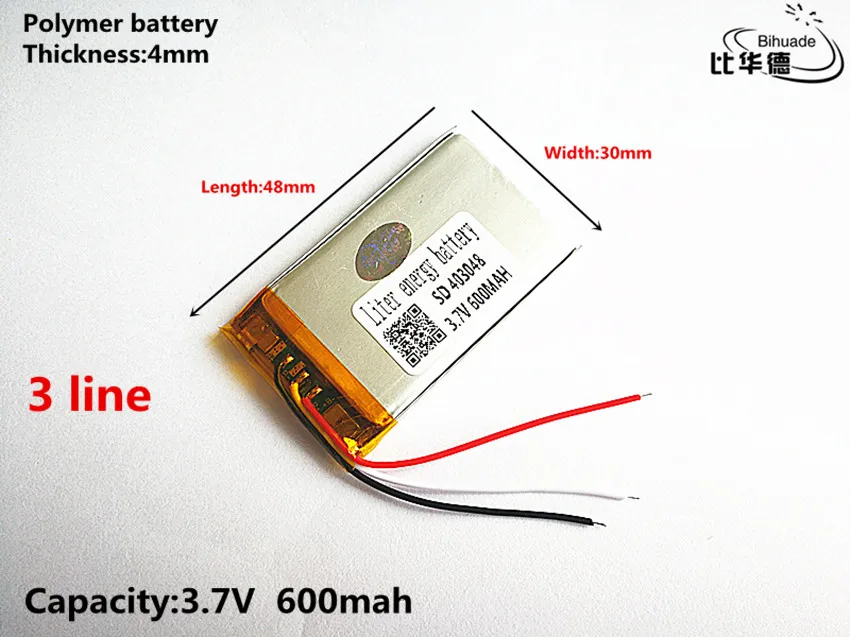 5 шт./лот 3 линии хорошее качество 7 в 600 мАч 403048 полимерный