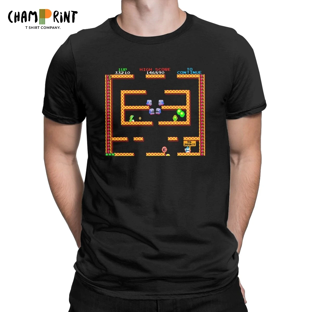 Humor Bubble Bobble Level мужские футболки из хлопка Ретро стиль Милая футболка с коротким