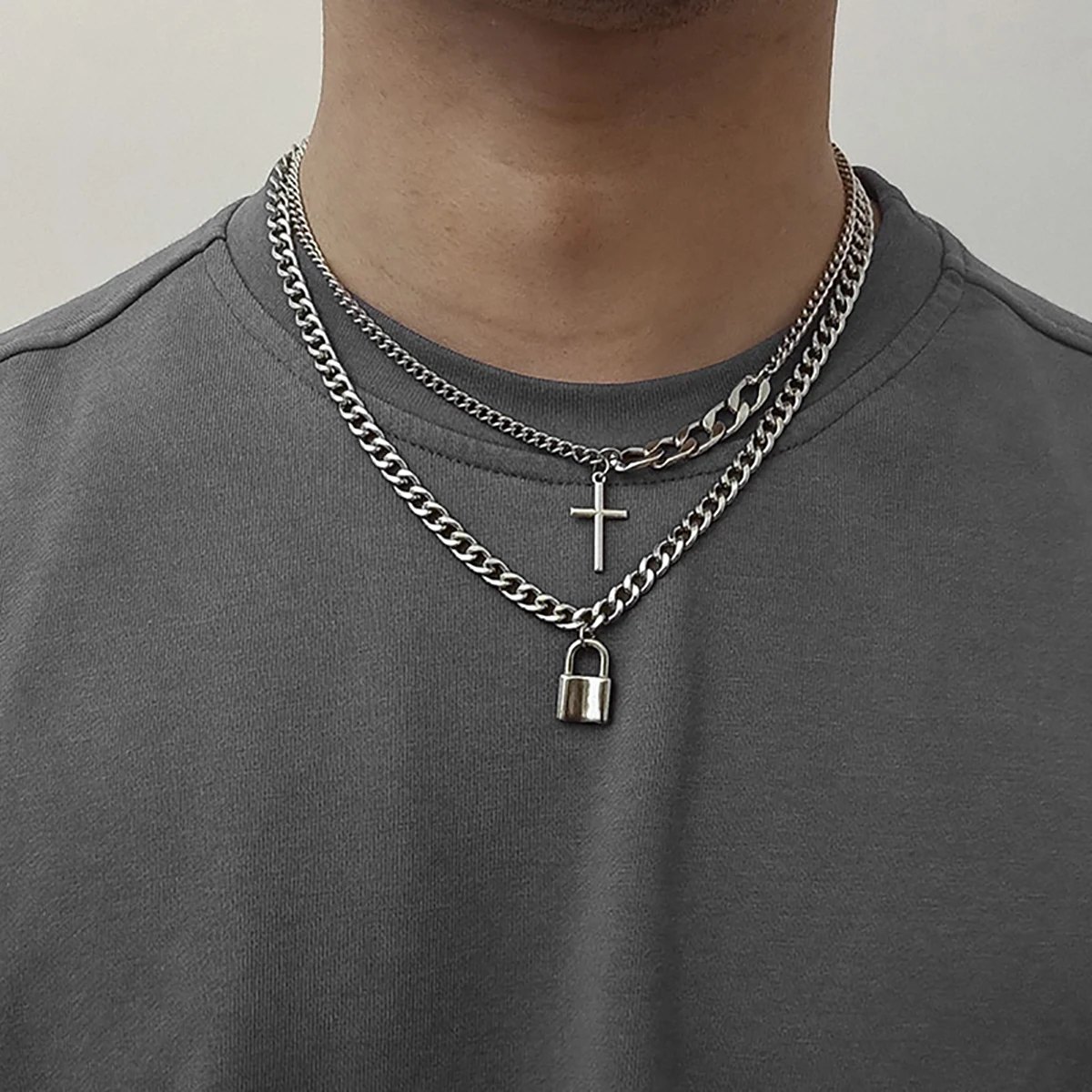Layered Chain With Cross/Lock Pendant Necklace for Women/Men Necklaces on Neck Fashion Jewelry
Layered Chain With Cross/Lock Pendant Necklace for Women/Men Necklaces on Neck Fashion Jewelry