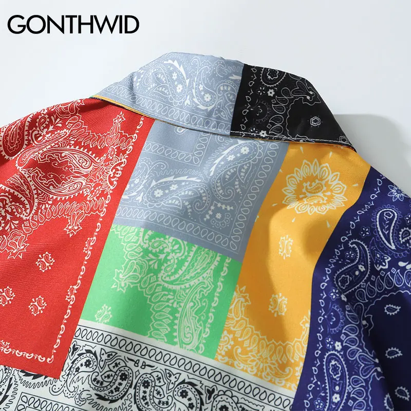 GONTHWID Bandana Color Block Print Long Sleeve Hawaiian Beach Tees Shirts Streetwear Harajuku Hip Hop Casual Loose Shirt Tops
GONTHWID Bandana Color Block Print Long Sleeve Hawaiian Beach Tees Shirts Streetwear Harajuku Hip Hop Casual Loose Shirt Tops