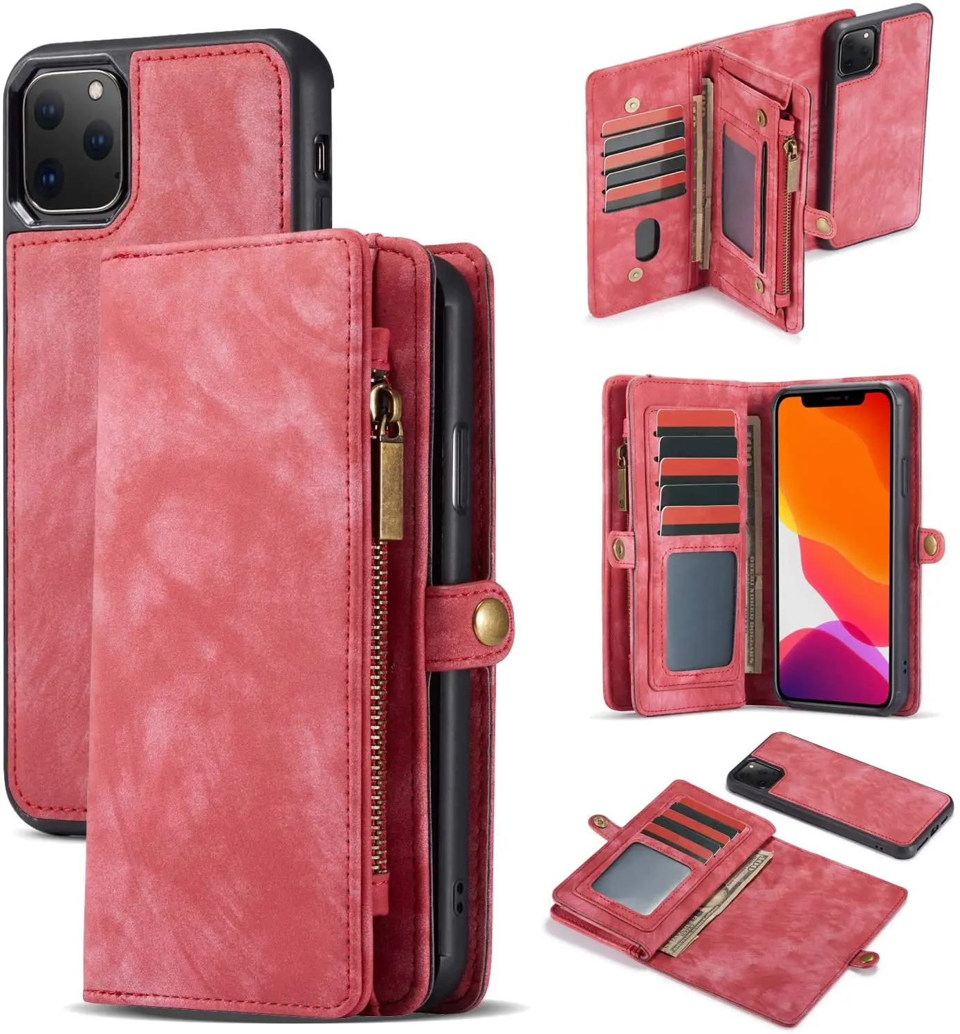 For Funda iPhone 11 Case Multi-Function Retro Handmade Leather Cases Detachable Flip Zipper Phone Cover for iPhone 11 Pro Max
For Funda iPhone 11 Case Multi-Function Retro Handmade Leather Cases Detachable Flip Zipper Phone Cover for iPhone 11 Pro Max