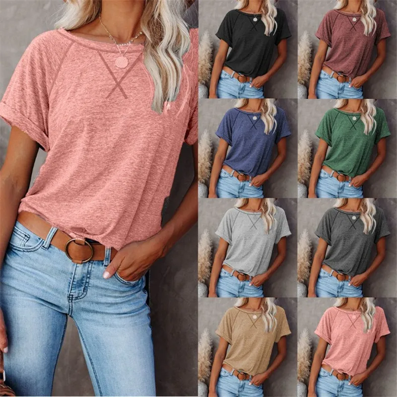Woman 2021 Summer New Women's Solid Short Sleeve T-shirt Office Lady Tops Retro Simple Round Neck Tees Vestidos De Mujer
Woman 2021 Summer New Women's Solid Short Sleeve T-shirt Office Lady Tops Retro Simple Round Neck Tees Vestidos De Mujer