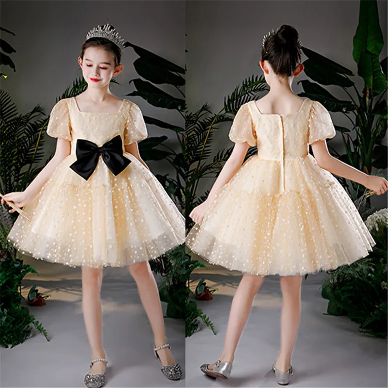 Baby Kids elegant Champagne Bow-tie Decoration Evening Party Birthday Ceremony Princess Mesh Ball Gown Dress Girls Host Dress
Baby Kids elegant Champagne Bow-tie Decoration Evening Party Birthday Ceremony Princess Mesh Ball Gown Dress Girls Host Dress
