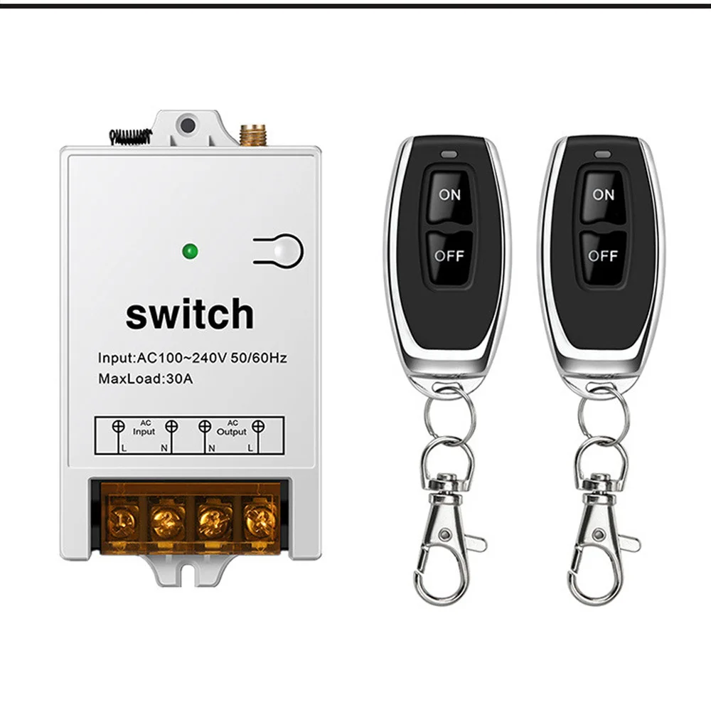1pcs 433Mhz AC 220V 1CH 30A RF Relay Wireless Remote Control Switch Receiver + 2 Button ON OFF Remote Control For Water Pump
1pcs 433Mhz AC 220V 1CH 30A RF Relay Wireless Remote Control Switch Receiver + 2 Button ON OFF Remote Control For Water Pump