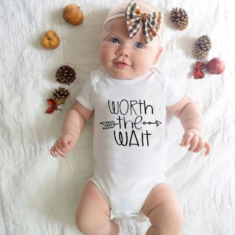 Worth the Wait Pattern Baby Bodysuits Body Boys Girls Short Sleeve Cooton Jumpsuits Summer Ropa Rompers Baby One Piece Onesies
Worth the Wait Pattern Baby Bodysuits Body Boys Girls Short Sleeve Cooton Jumpsuits Summer Ropa Rompers Baby One Piece Onesies