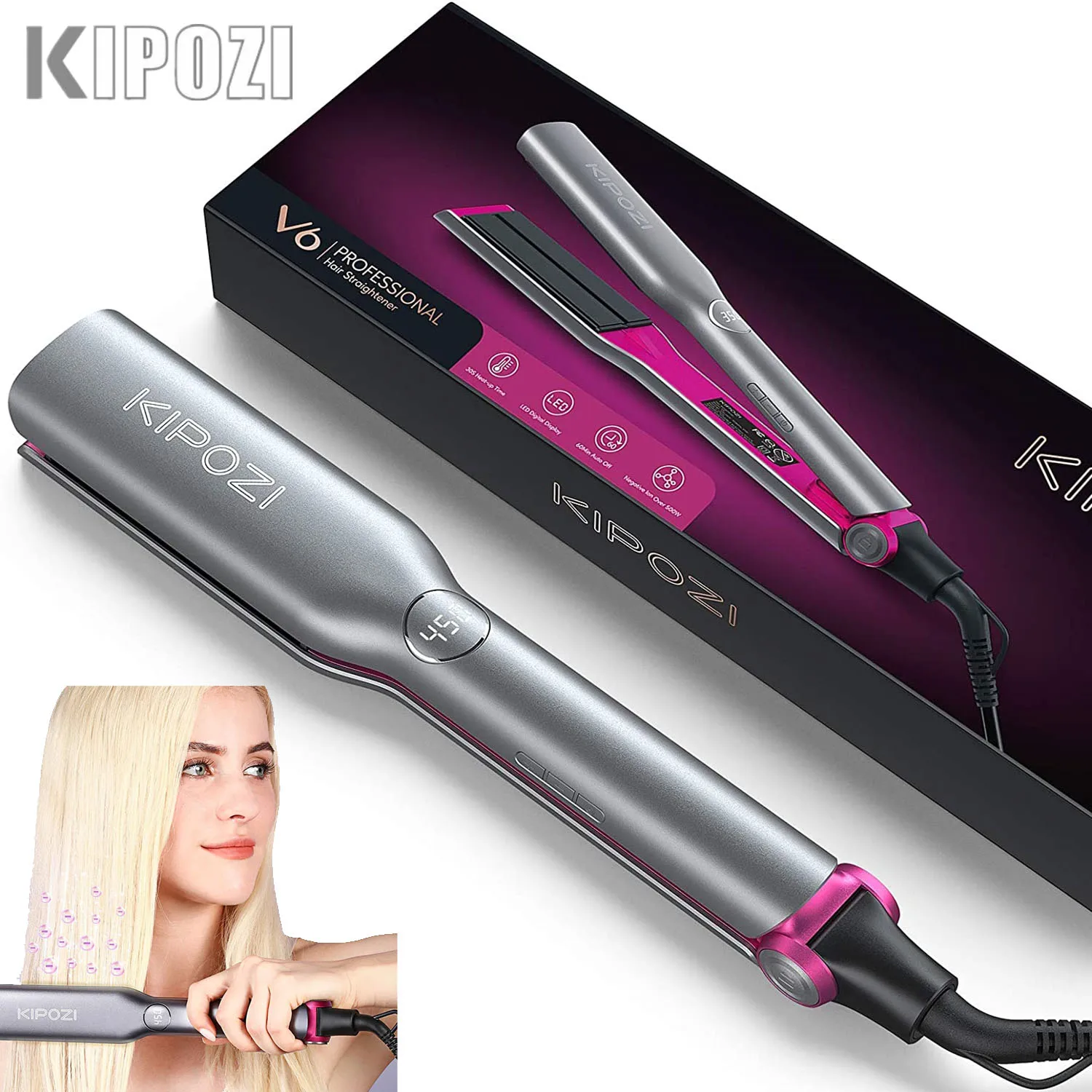 KIPOZI Ionic Hair Straightener Professional 1.75 Inch Flat Iron Advanced Technology Titanium Flat Iron Instant Adjustable Temp
KIPOZI Ionic Hair Straightener Professional 1.75 Inch Flat Iron Advanced Technology Titanium Flat Iron Instant Adjustable Temp