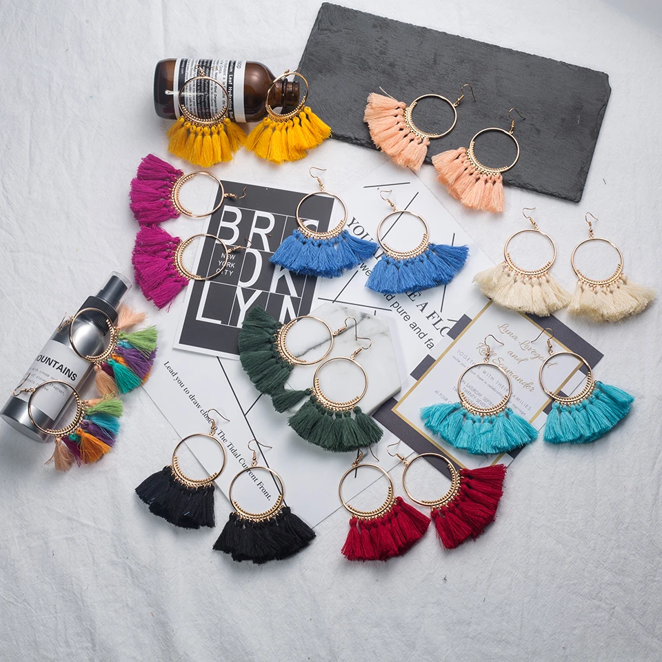 Boho Bohemia Ethnic Golden Circle Tassel Dangle Drop Earrings for Women Female 2019 Wedding Bridal Ornament Jewelry Accessories
Boho Bohemia Ethnic Golden Circle Tassel Dangle Drop Earrings for Women Female 2019 Wedding Bridal Ornament Jewelry Accessories