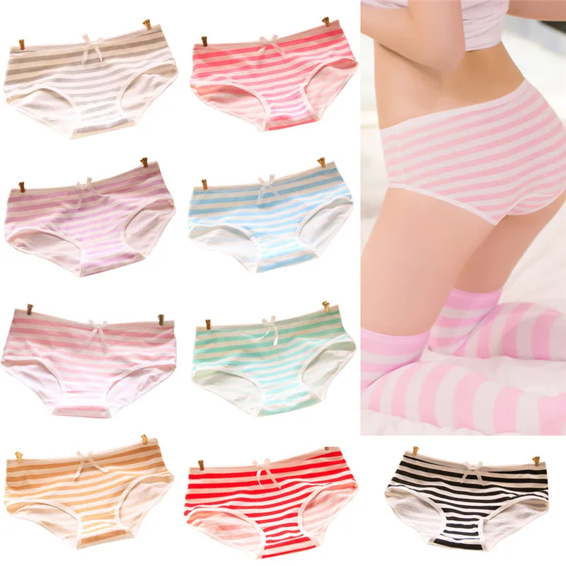 Lovely Cute Sexy Underwear Cotton Briefs Panties Stripes Bowknot Tanga Women Panties High Quality 
Lovely Cute Sexy Underwear Cotton Briefs Panties Stripes Bowknot Tanga Women Panties High Quality