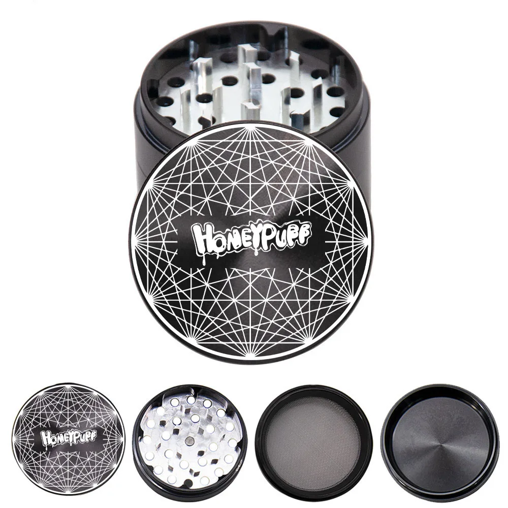 HONEYPUFF Tobacco Grinder Aluminum 63MM 4 Layer Herb Grinder Black with Sharp Diamond Teeth Crusher Miller Accessories
HONEYPUFF Tobacco Grinder Aluminum 63MM 4 Layer Herb Grinder Black with Sharp Diamond Teeth Crusher Miller Accessories