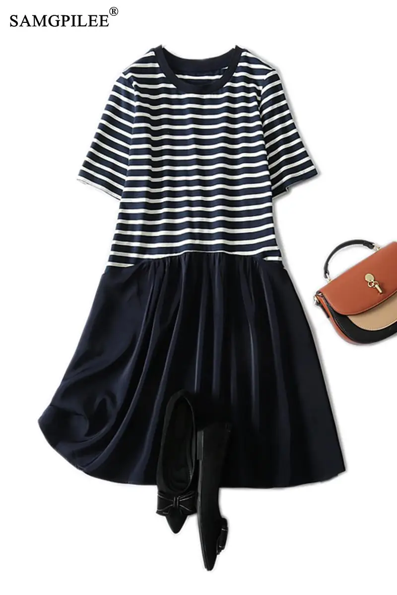 Summer Clothes For Women 2021 New Korean Style Classic Striped Patchwork Pocket Stretch Short-sleeved Knee Length Dresses Woman
Summer Clothes For Women 2021 New Korean Style Classic Striped Patchwork Pocket Stretch Short-sleeved Knee Length Dresses Woman