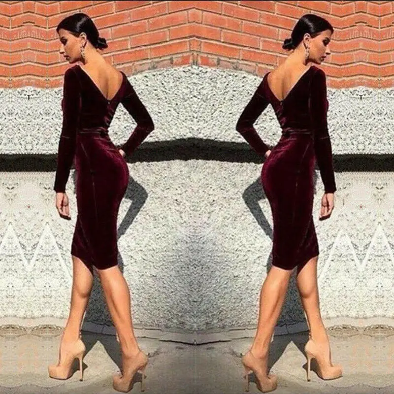 Elegant Plain Evening Party Club Formal Ladies Classic Fashion Women Long Sleeve Velvet Stretch Bodycon Midi Dress
Elegant Plain Evening Party Club Formal Ladies Classic Fashion Women Long Sleeve Velvet Stretch Bodycon Midi Dress